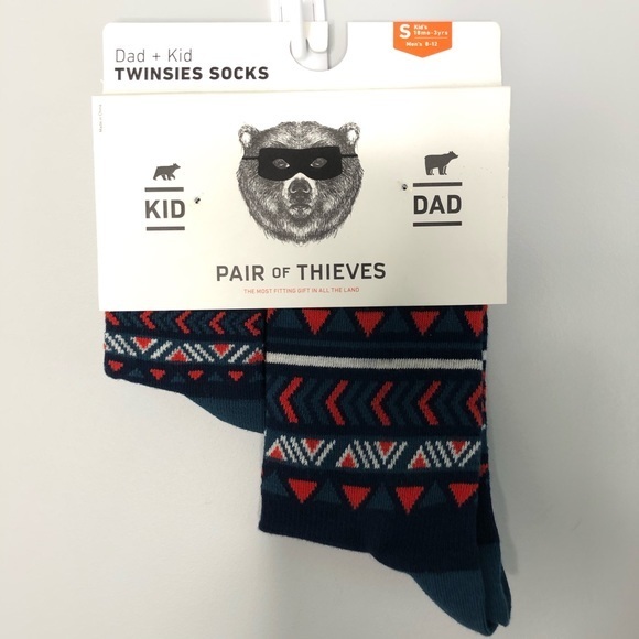 Twinsies Socks Kid+Dad Striped Red Green Size Med - Picture 3 of 8